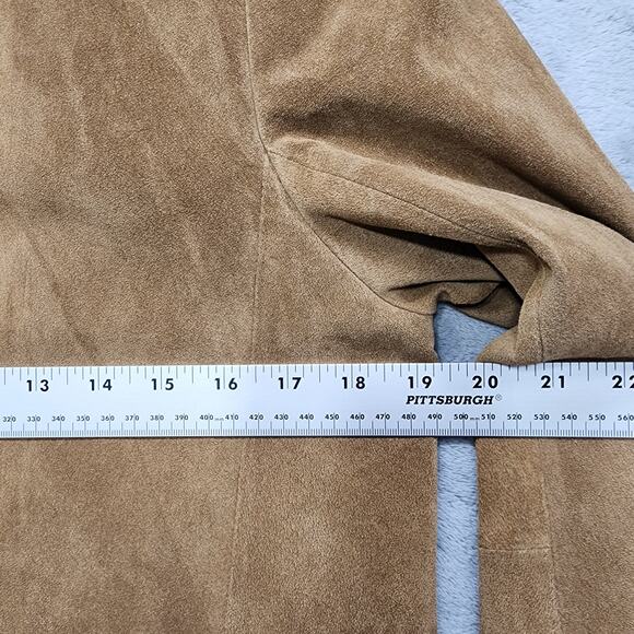 Vintage 90s Bernardo Jacket Womens M Brown Suede Leather Button Front Car Coat - Picture 8 of 9